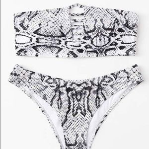 Shein black white snakeskin bikini set